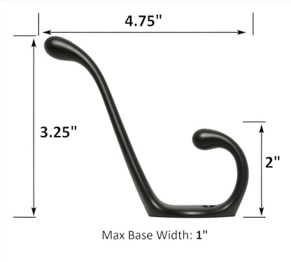 ANGSTROM 5-Pack Double Coat and Hat Hook, Wall Mounted with Screws (Matte Black) - color: Matte Black