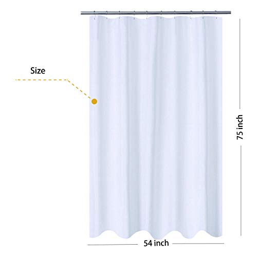 N&Y HOME Fabric Shower Curtain Liner Longer Stall Size 54 x 75 inch, White | Hotel Quality, Bottom Magnets, Machine Washable, Water Repellent, 54x75 Bathroom Curtain with Grommets - color: White, size: 54"W x 75"L (Pack of 1)