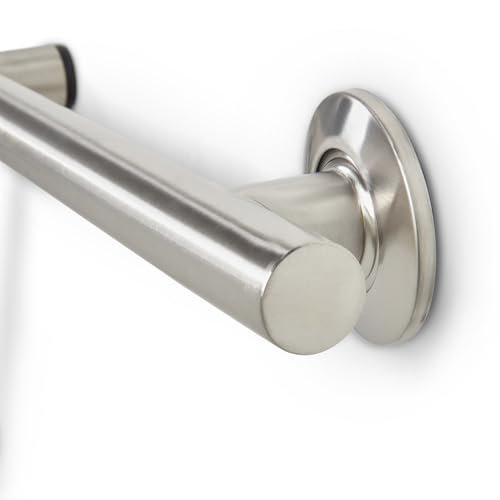 Seachrome Bathroom Grab Bar, 38 inch Stainless Steel, Left Handed Zuma Bar, 1 1/4 inch Diameter, Handicap Grab Bar, Safety Rail, Satin Stainless (GWL-3638-QCR-SS) - color: Satin Stainless, style: Left-Hand