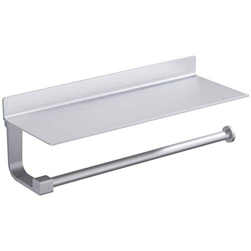 Paper Towel Holder with Shelf,Wall Mount 2-in-1 for Kitchen Shower Bathroom Organizer Storage