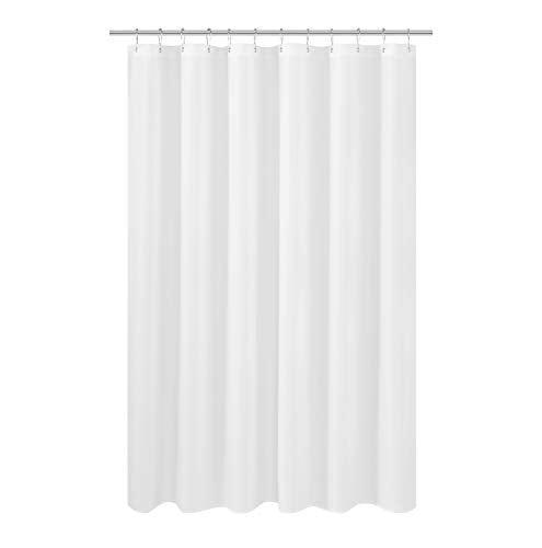 N&Y HOME Longer Shower Curtain Liner Fabric 72 x 75 inches, White | Hotel Quality, Bottom Magnets, Machine Washable, Water Repellent, 72x75 Cloth Shower Curtain with Grommets for Bathroom - color: White, size: 72"W x 75"L (Pack of 1)