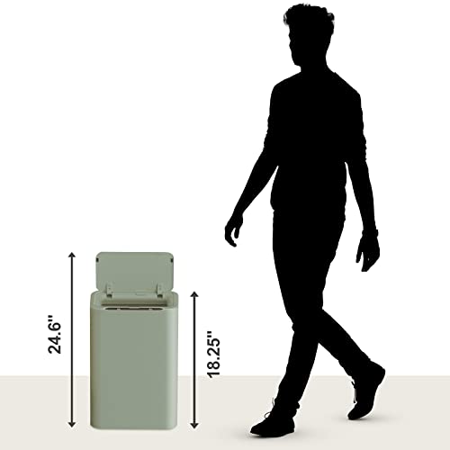 ELPHECO Stainless Steel Office Trash Can 6.6 Gallon Motion Sensor Green | Automatic Garbage Bin Rectangular Touch Free Waste Bin for Hotel and Living Room, Avocado Green, 2AA - color: Avocado Green
