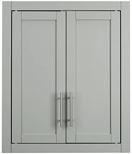Crosley Furniture Savannah Wall Mounted Bathroom Storage Medicine Cabinet with Shelves, Gray - color: Grey, style: Wall Cabinet