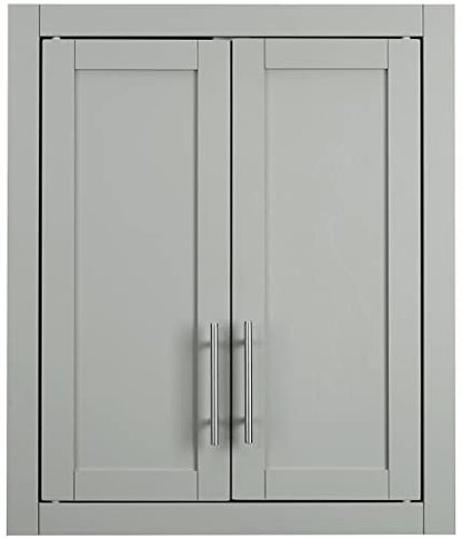 Crosley Furniture Savannah Wall Mounted Bathroom Storage Medicine Cabinet with Shelves, Gray - color: Grey, style: Wall Cabinet