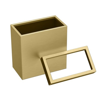 Gatco Modern Rectangle Wastebasket, Brushed Brass - Stainless Steel Trash Can with Removable Lid, Leakproof, 3 Gallon Capacity for Bathroom, Bedroom, Kitchen, or Office - color: Brushed Brass