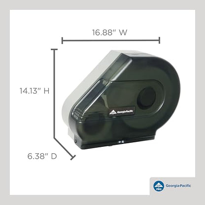 GP PRO by Georgia-Pacific Jumbo Jr. Bathroom Tissue Dispenser, 581-50, Translucent Smoke, 6.375" Width x 14.125" Height x 16.875" Depth - style: Vista®
