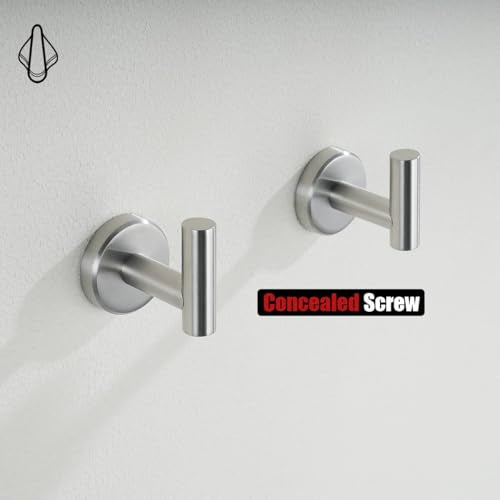 JQK Bathroom Towel Hook, Coat Robe Clothes Bath Wall Hooks for Kitchen Garage SUS 304 Stainless Steel Thick 0.8mm, 4 Pack Brushed Finish, TH100-BN-P4 - color: Brushed, size: 4 Pack