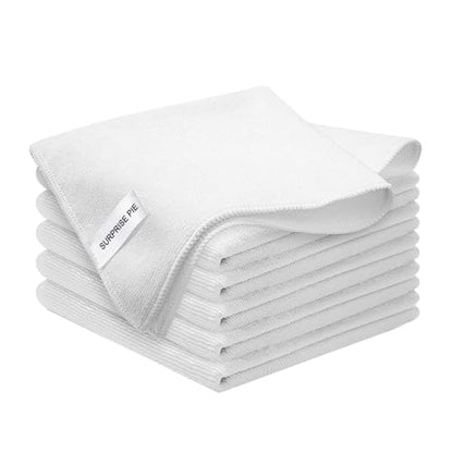 400 GSM Premium Microfiber Cleaning Cloths, Ultra Absorbent Lint-Free Towels for Kitchen, Glass, Countertops, Stainless Steel, Car Care & Household Cleaning, Reusable Washable 12" x 12" - color: White