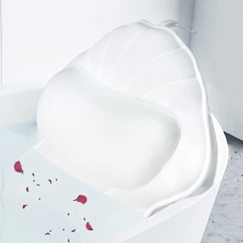 Extra Thick Large Bath Pillow with Neck,Back,Head Support for Bathtub | Soft 3D Mesh Fabric＆Quick Dry, Fits All Tubs, Bath Soaking Accessories, Spa Gifts, White(19''x15'') - size: White(19''x15'')