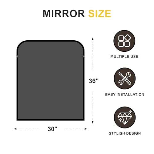 Black Bathroom Vanity Mirror 36x30 Inch | Metal Framed Bathroom Mirror for over Sink, Living Room, Bedroom, Entryway, Mantel, Fireplace Decor, Wall Mounted - size: 36"L x 30"W