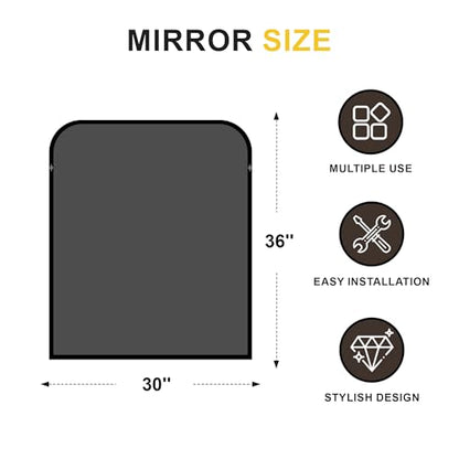 Black Bathroom Vanity Mirror 36x30 Inch | Metal Framed Bathroom Mirror for over Sink, Living Room, Bedroom, Entryway, Mantel, Fireplace Decor, Wall Mounted - size: 36"L x 30"W