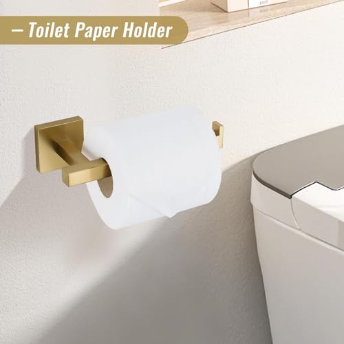 YACVCL Towel Bar Set, 5-Piece Brushed Gold Bathroom Hardware Set, Gold Bathroom Accessories Set, SUS304 Stainless Steel 23.6 Inch Towel Holder Towel Racks Set Wall Mounted - color: Brushed Gold, size: 5 Pieces
