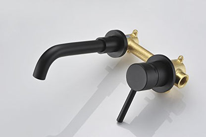 SUMERAIN Wall Mount Bathroom Faucets, Matte Black | Rough-in Valve Included,360 Swivel Spout - color: Matte Black, size: Right-Handed