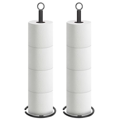 NearMoon Bath Toilet Paper Holder Stand, Freestanding Tissue Paper Storage with Reserve, Space Toilet 4 Rolls Holder for Bathroom/Kitchen Countertop-All Metal (2 Pack, Matte Black) - color: Matte Black