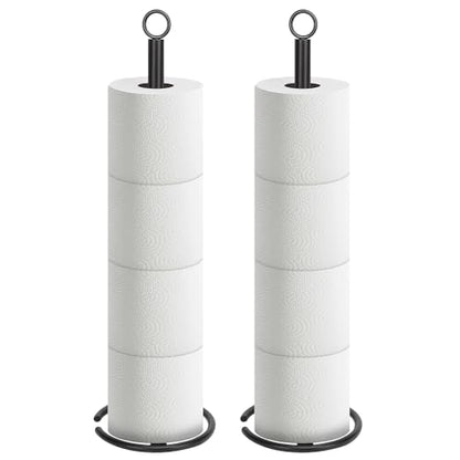 NearMoon Bath Toilet Paper Holder Stand, Freestanding Tissue Paper Storage with Reserve, Space Toilet 4 Rolls Holder for Bathroom/Kitchen Countertop-All Metal (2 Pack, Matte Black) - color: Matte Black