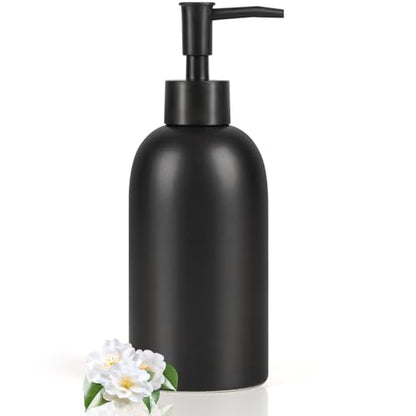 Natheeph Soap Dispenser for Bathroom/Kitchen Fill Hand Soap/Dish Soap, 14OZ | Soap Pump Dispenser Bottle, Ceramic Soap Dispenser Refillable Shampoo/Lotion/Liquid/Detergent for Bathroom/Kitchen (Black) - color: Black