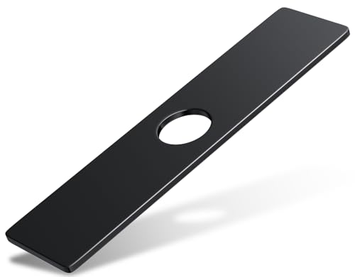 MAAYAYA 10" Rectangle Kitchen Sink Deck Plate, Faucet Hole Cover, 1or3 Hole | MAAYAYA Matte Black Rectangular Deck Plate Escutcheon, 304 SS, Foam Gasket; Installs with Faucet Hardware, no Extra Nuts - color: Black-Rect