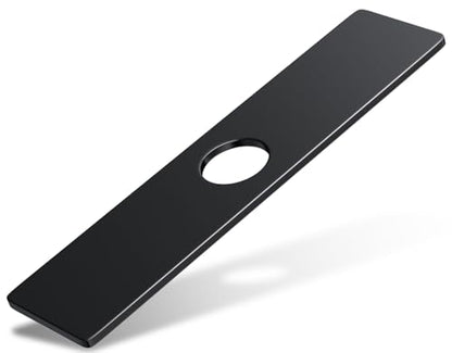 MAAYAYA 10" Rectangle Kitchen Sink Deck Plate, Faucet Hole Cover, 1or3 Hole | MAAYAYA Matte Black Rectangular Deck Plate Escutcheon, 304 SS, Foam Gasket; Installs with Faucet Hardware, no Extra Nuts - color: Black-Rect