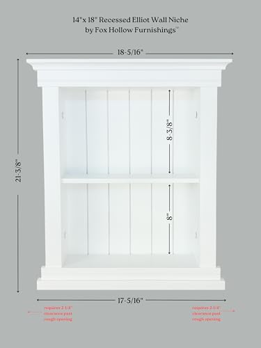 14x18 Elliot Craftsman Recessed Wood Wall Niche, Open Medicine Cabinet Replacement, in Wall Bathroom Cabinet Insert Shelves, Made in North America, NO MDF, Beadboard, Light Gray - color: Light Gray Beadboard