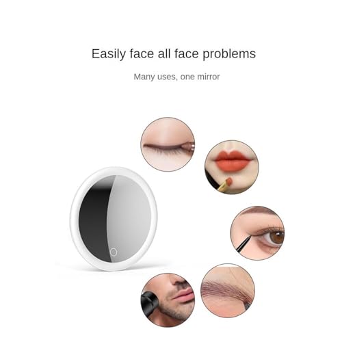 Suction Cup Magnifying Glass 10X Magnifying Mirror with Light Makeup Mirror with Lights White ABS for Bathroom, Bedroom, Hotel