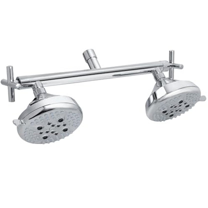 Double Shower Head with Manifold Shut-Off Valve,4 Function 2 Shower Sprayers,High Pressure Dual Shower Heads Combo Set,Chrome,AC1MG - color: Chrome, size: 7.5