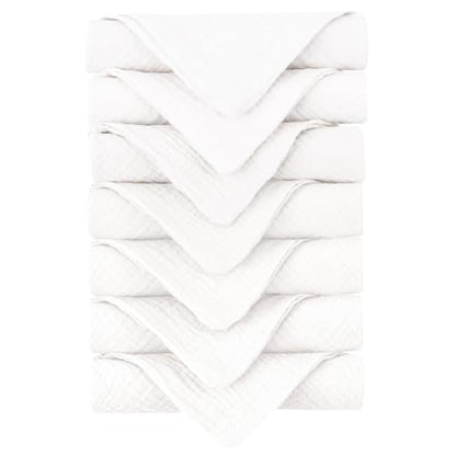 Konssy Baby Muslin Washcloths 7-Pack, 100% Cotton Baby Bath Washcloths, Soft & Absorbent Wash Cloths and Burp Cloths for Newborn Kids Girls & Boys, 11x11 inches - color: White