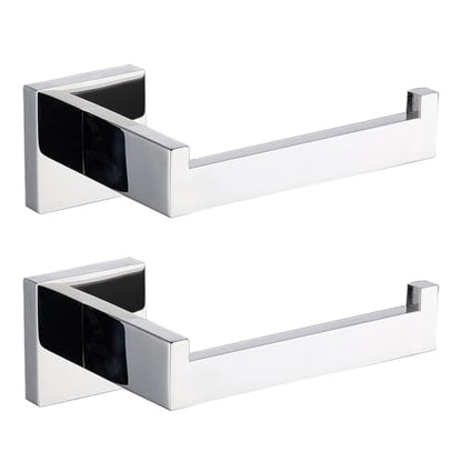 TASTOS Polished Chrome Toilet Paper Holder SUS304 Stainless Steel, Modern Square Half Open Bathroom 5 inch TP Holder Wall Mount Rustfree Tissue Roll Dispenser for Washroom Kitchen 2 Pack - color: Polished Chrome, size: Square (2 pack)