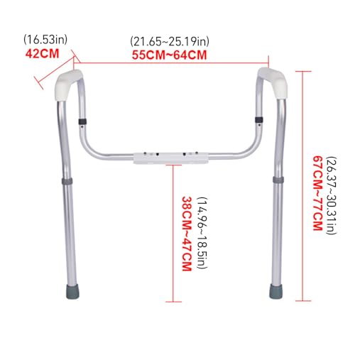 Toilet Support Frame: Non-slip Safety Rail, Aluminum Foot Bar, Portable Bath Handle | Stable Bath Aid for Elderly, Disabled, Pregnant Women