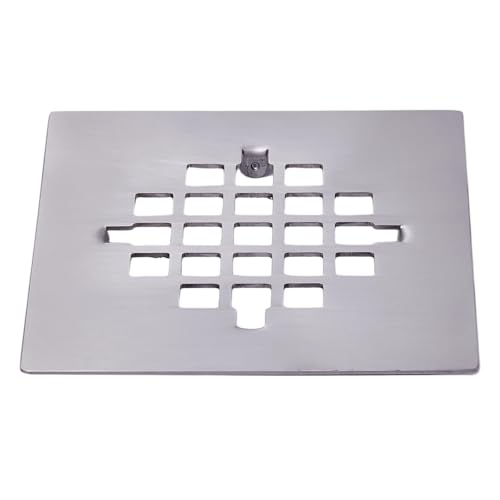 4-1/4 Inch Square Snap-in Shower Drain Brushed Nickel | 304 stainless steel Shower Strainer Grid, large flow anti-clog, 4.25 inch square size fits most household shower drains - color: Brushed Nickel
