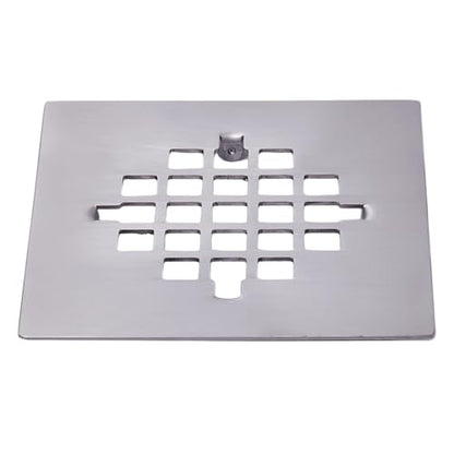 4-1/4 Inch Square Snap-in Shower Drain Brushed Nickel | 304 stainless steel Shower Strainer Grid, large flow anti-clog, 4.25 inch square size fits most household shower drains - color: Brushed Nickel