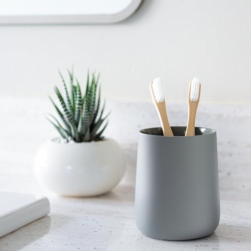 Yew Design Matte Gray Bathroom Toothbrush Holder Cup - Round - color: Round Matte Gray