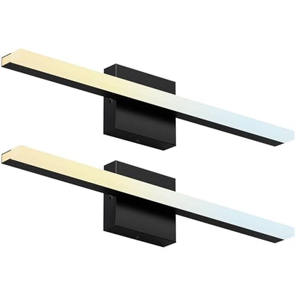 ZAGO 24 Inch Bathroom Linear Vanity Light Fixtures Over Mirror - LED Modern Wall Mounted Adjustable Hardwired Picture Lighting Bar with 5CCT Switchable, ETL & Damp Rated, Black, 2-Pack - style: Fixed-Black