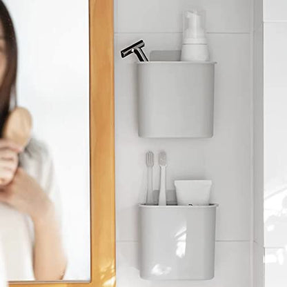 2 Packs Toothbrush Holders Wall Mounted, Self Adhesive Tooth Brush Holder for Bathroom Electric Toothbrush Toothpaste Razor Bathroom Accessories(Grey - color: Grey