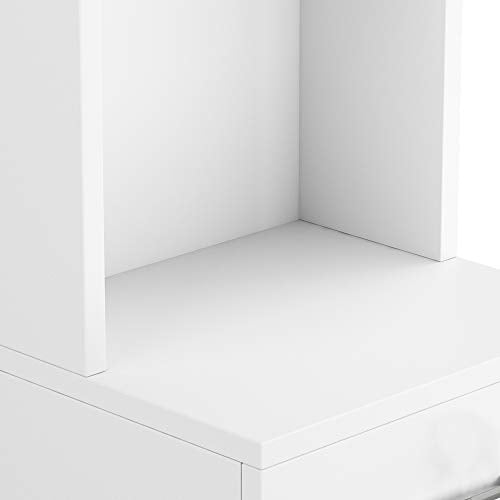 White Bathroom Tall Cabinet, Slim Storage Cabinet, Narrow Freestanding Floor Cabinet with Drawer & Shelves, Linen Tower,Storage Cabinet with Open Shelves,Shelves for Home, Kitchen 34 x 33 x 178CM