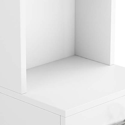 White Bathroom Tall Cabinet, Slim Storage Cabinet, Narrow Freestanding Floor Cabinet with Drawer & Shelves, Linen Tower,Storage Cabinet with Open Shelves,Shelves for Home, Kitchen 34 x 33 x 178CM