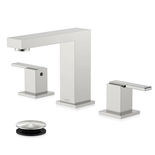 Brushed Nickel 8 Inch Widespread Bathroom Faucet 2 Handle 3 Hole | Bathroom Sink Faucet with Pop Up Drain & Supply Lines, Lead-Free cUPC & NSF Certified, 8 Inch Faucet for Vanity Restroom Sink - color: Brushed Nickel