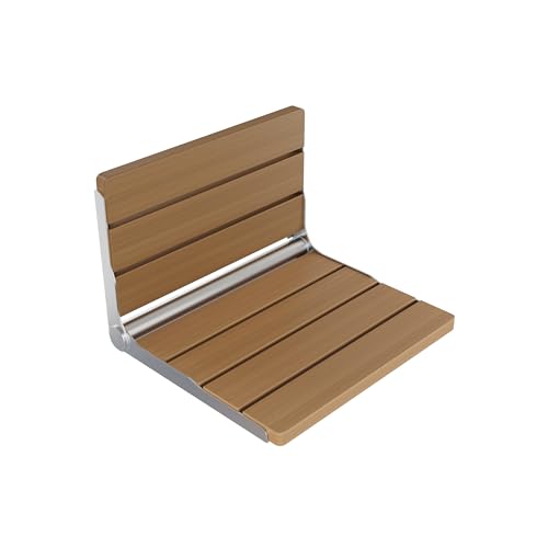 Swiss Madison Alliance 16" x 13" Folding Wall-Mounted Shower Seat in Natural Teak