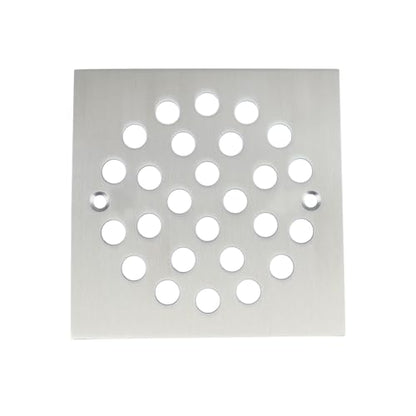 4 Inch Square Screw-in Shower Drain Cover Brushed Nickel | 304 stainless steel, large flow anti-clog structure, replaceable grate with matching screws for bathroom floor drain - color: Brushed Nickel