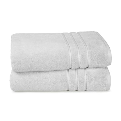 TRIDENT Eco-Twist Bamboo Bath Towels, Cotton-Viscose Blend, 2 PC Soft Towel | Viscose from Bamboo Blend - Silky Soft Texture - Fade Resistant - Low-Lint Construction - Perfect for Everyday Family Use - color: Silver