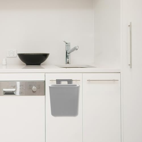Hanging Trash Can for Home Kitchen Cabinet, Wall-Mounted Plastic Waste Bin with Gray Compression Ring, Space-Saving Storage Container for Bathroom Bedroom Use