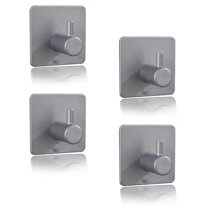4 Pack Towel Hooks, Waterproof Adhesive Hooks Towel Robe Hook Rack Wall Mount for Bathroom Wall Livingroom Bedroom(Square Grey)