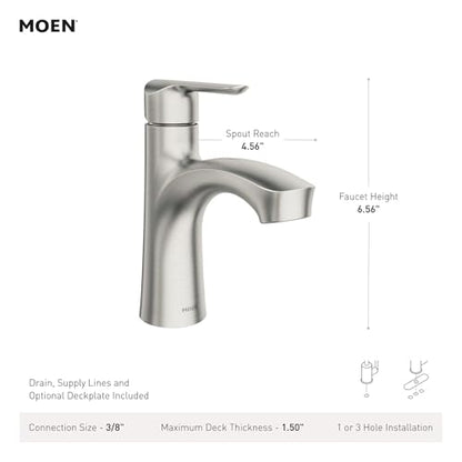 Moen Findlay Bronzed Gold Single-Handle Bathroom Faucet, Single-Hole Setup with Deckplate, 84516BZG - color: Bronzed Gold