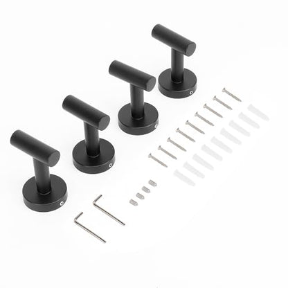 Livabber Bathroom Towel Hooks, 304 Stainless Steel Robe Shower Hooks Wall Mounted, Heavy Duty Towel Hangers for Bathroom Kitchen Bedroom (4 Pack, Black) - color: Black, size: 4 Pack