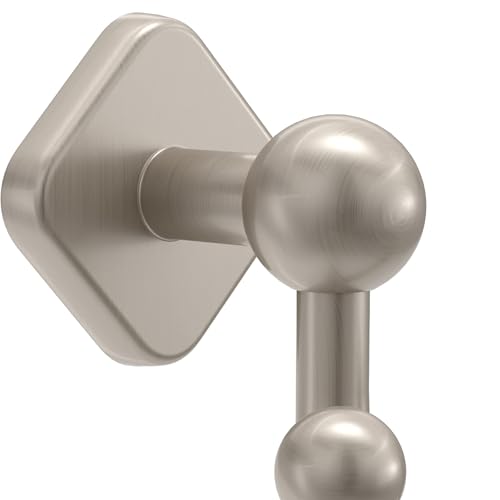 Franklin Brass Gainesville (1-Pack) Towel Hooks Satin Nickel Double Bathroom J Hooks Wall Mounted for Robes & Towels Hand Towel Hook Holder Kitchen, Bathroom Accessories GNV35-SN - color: Satin Nickel