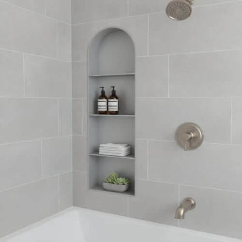 Recessed Shower Niche Stainless Steel, 11.8 x 4.7 x 3.9 Inch Arched Wall Shelf for Bathroom Storage, Rust-Resistant Built-in Insert (1 Pack) - color: Metallic