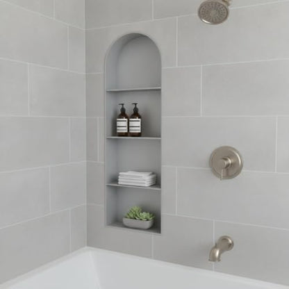 Recessed Shower Niche Stainless Steel, 11.8 x 4.7 x 3.9 Inch Arched Wall Shelf for Bathroom Storage, Rust-Resistant Built-in Insert (1 Pack) - color: Metallic