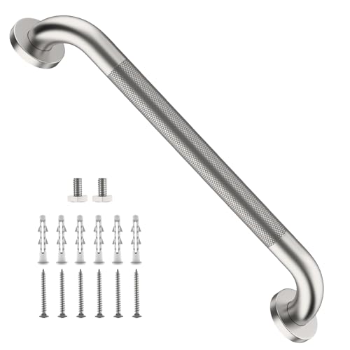 20 Inch Grab Bar for Shower, ZUXET Safety Shower Handle for Seniors w/Knurled Texture, 304 Stainless Steel Anti-Slip Safety Handrail, Handicap Elderly Bathtub Toilet Bathroom Assist (Brushed Nickel) - color: Brushed Nickel, size: 20 Inch