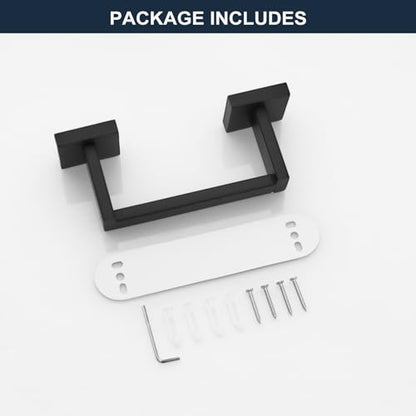 Toilet Paper Holder Wall Mount Matte Black Stainless Steel | Toilet Tissue Roll Holder Bathroom Square Toilet Paper Towel Roll Holder, Double Post Pivoting Tissue Handle - color: Matte Black