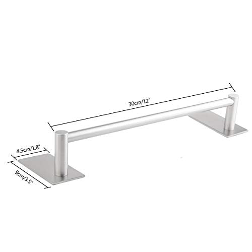 Bathroom Towel Bar Towel Holder,ULIFESTAR Strong 3M Self Adhesive Hand Towel Holder,Wall Mounted Stainless Steel Towel Rack for Bathroom,Kitchen Dish Cloths Hanger,Brushed Nickel (12'') - size: 12''