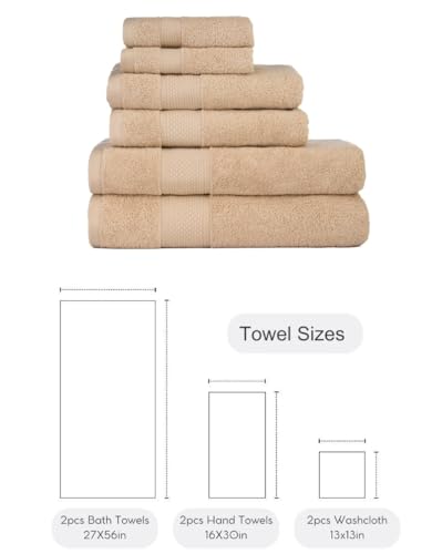 BAGNO MILANO Turkish Towels Hotel-Spa Towel Set, 100% Turkish Cotton | Ultra Soft Plush Absorbent Towels Set (Latte, Towel Set of 6) - color: Latte, size: Towel Set of 6